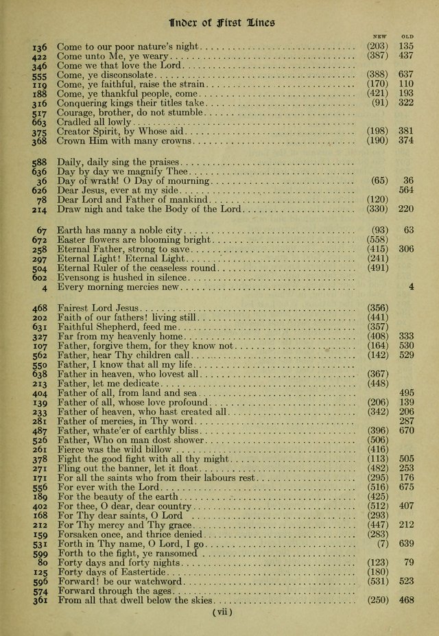 The Church Hymnal: containing hymns approved and set forth by the general conventions of 1892 and 1916; together with hymns for the use of guilds and brotherhoods, and for special occasions (Rev. ed) page xi