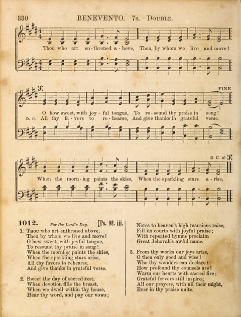 Congregational Hymn and Tune Book; containing the Psalms and Hymns of the General Association of Connecticut, adapted to Suitable Tunes page 330