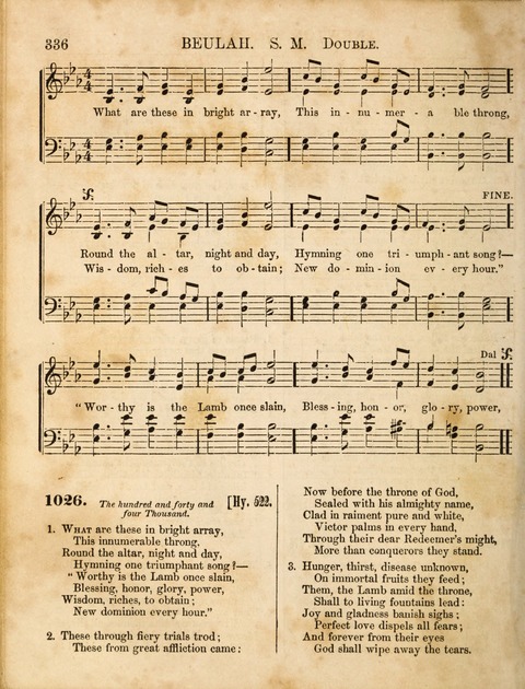 Congregational Hymn and Tune Book; containing the Psalms and Hymns of the General Association of Connecticut, adapted to Suitable Tunes page 336