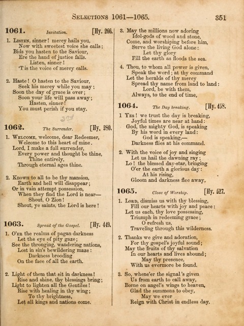 Congregational Hymn and Tune Book; containing the Psalms and Hymns of the General Association of Connecticut, adapted to Suitable Tunes page 351
