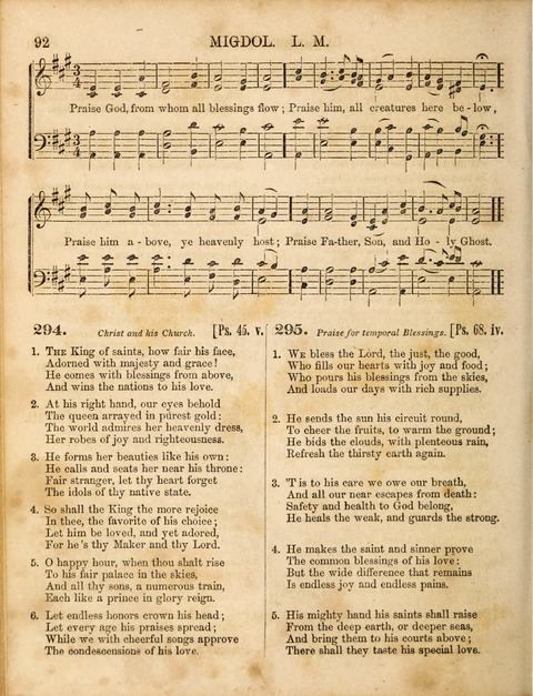 Congregational Hymn and Tune Book; containing the Psalms and Hymns of the General Association of Connecticut, adapted to Suitable Tunes page 92