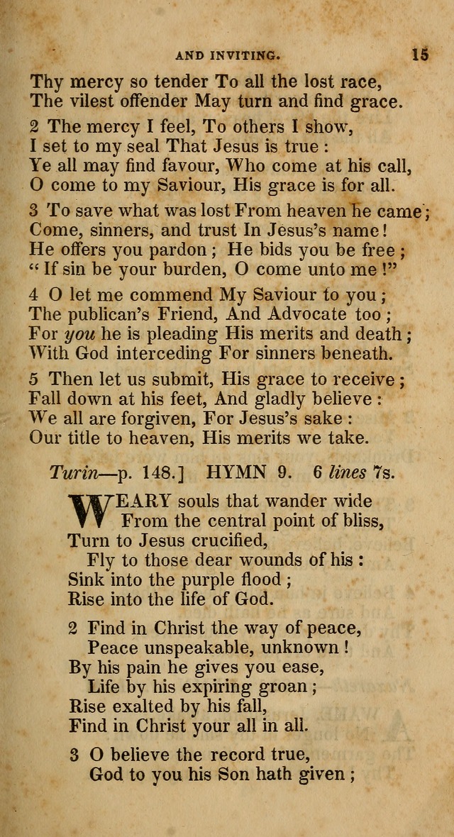 A Collection of Hymns for the Use of the Methodist Episcopal Church: principally from the collection of  Rev. John Wesley, M. A., late fellow of Lincoln College, Oxford; with... (Rev. & corr.) page 15