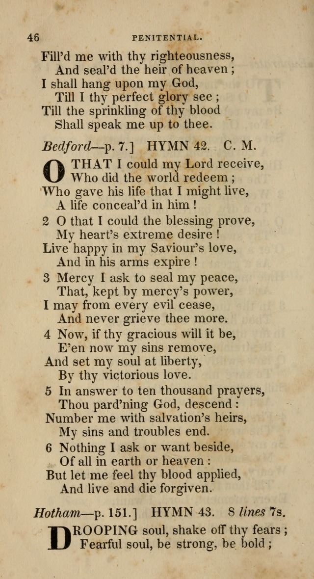 A Collection of Hymns for the Use of the Methodist Episcopal Church: principally from the collection of  Rev. John Wesley, M. A., late fellow of Lincoln College, Oxford; with... (Rev. & corr.) page 46