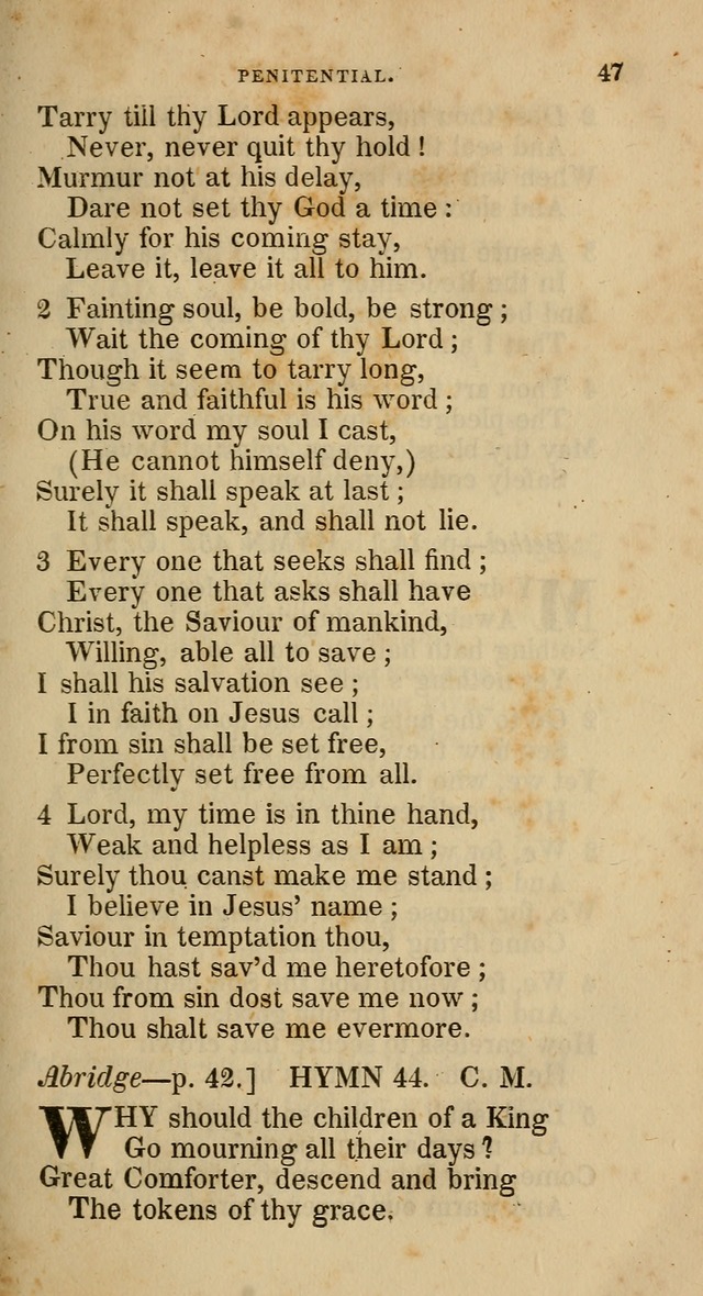 A Collection of Hymns for the Use of the Methodist Episcopal Church: principally from the collection of  Rev. John Wesley, M. A., late fellow of Lincoln College, Oxford; with... (Rev. & corr.) page 47