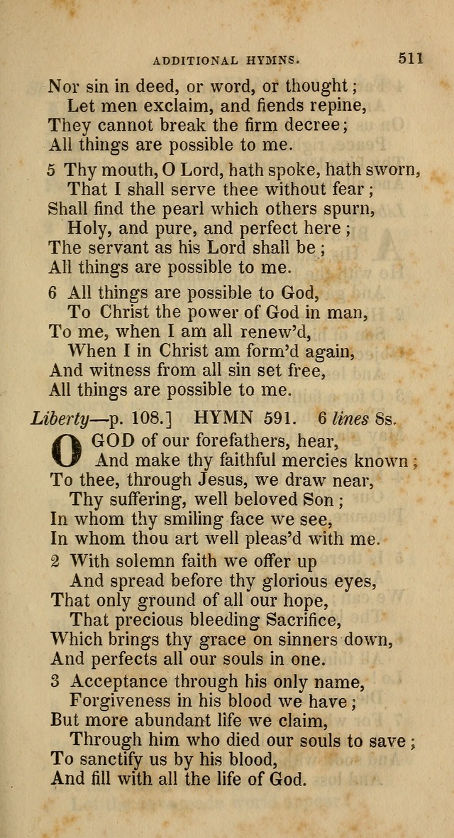 A Collection of Hymns for the Use of the Methodist Episcopal Church: principally from the collection of  Rev. John Wesley, M. A., late fellow of Lincoln College, Oxford; with... (Rev. & corr.) page 511