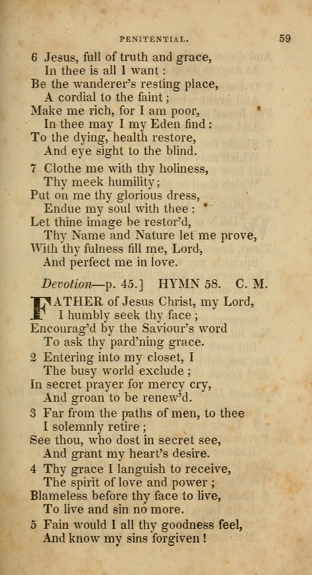 A Collection of Hymns for the Use of the Methodist Episcopal Church: principally from the collection of  Rev. John Wesley, M. A., late fellow of Lincoln College, Oxford; with... (Rev. & corr.) page 59