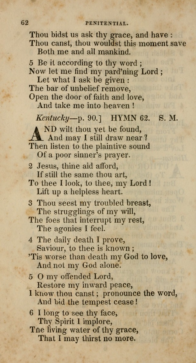 A Collection of Hymns for the Use of the Methodist Episcopal Church: principally from the collection of  Rev. John Wesley, M. A., late fellow of Lincoln College, Oxford; with... (Rev. & corr.) page 62