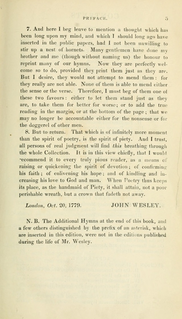 A Collection of Hymns, for the Use of the People Called Methodists, with a Supplement page 7