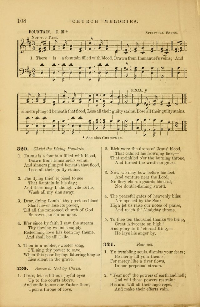 Church Melodies: collection of psalms and hymns, with appropriate music. For the use of congregations. page 108