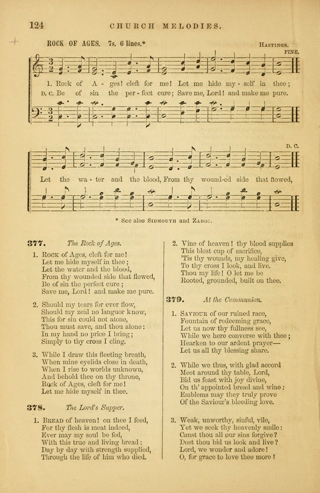 Church Melodies: collection of psalms and hymns, with appropriate music. For the use of congregations. page 124