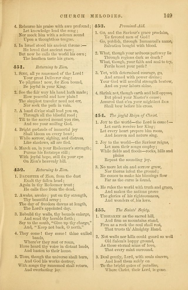 Church Melodies: collection of psalms and hymns, with appropriate music. For the use of congregations. page 149