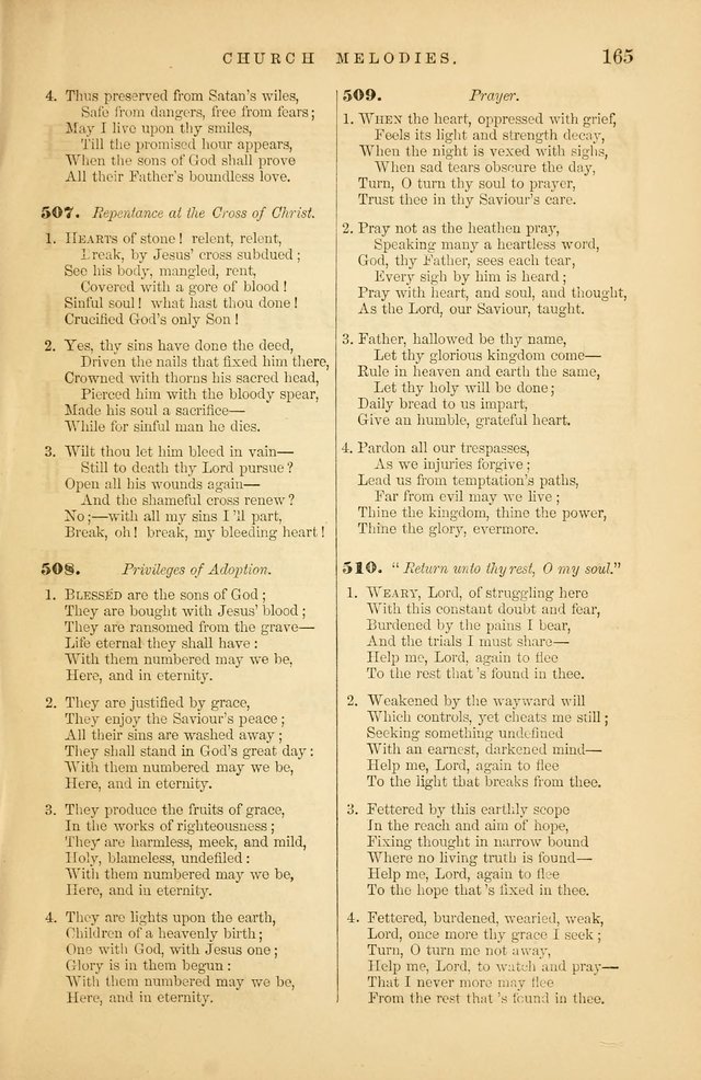Church Melodies: collection of psalms and hymns, with appropriate music. For the use of congregations. page 165