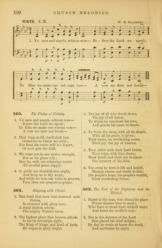 Church Melodies: collection of psalms and hymns, with appropriate music. For the use of congregations. page 180