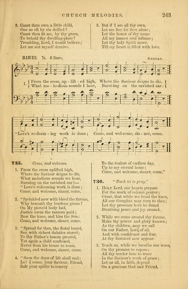 Church Melodies: collection of psalms and hymns, with appropriate music. For the use of congregations. page 243