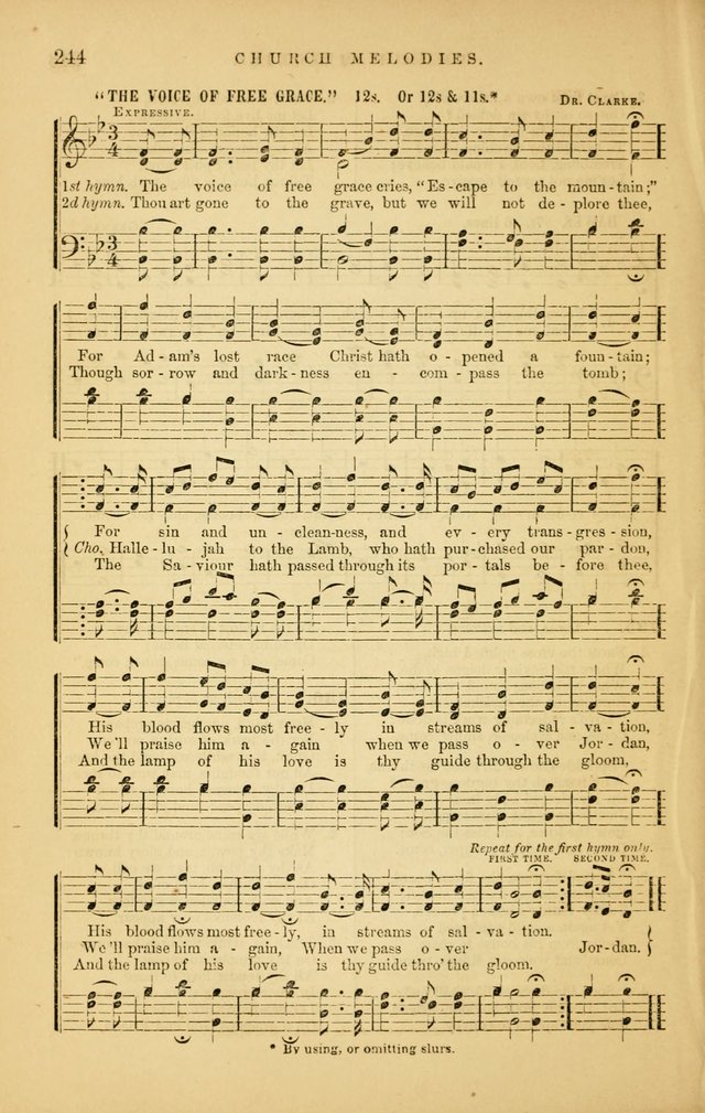 Church Melodies: collection of psalms and hymns, with appropriate music. For the use of congregations. page 244