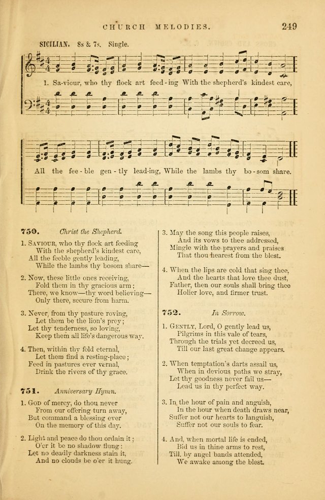 Church Melodies: collection of psalms and hymns, with appropriate music. For the use of congregations. page 249