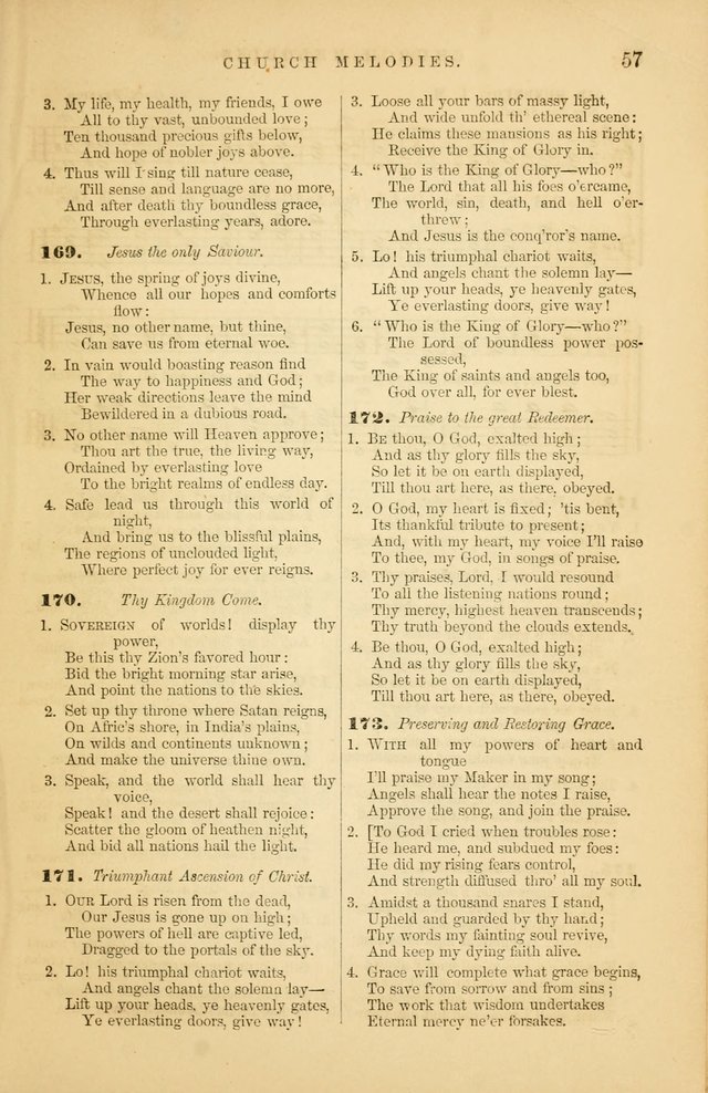 Church Melodies: collection of psalms and hymns, with appropriate music. For the use of congregations. page 57