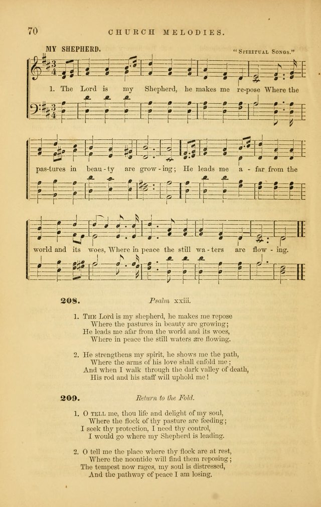Church Melodies: collection of psalms and hymns, with appropriate music. For the use of congregations. page 70