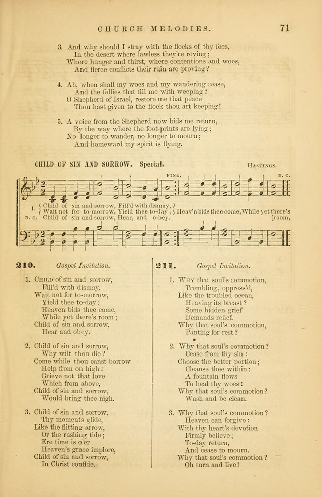 Church Melodies: collection of psalms and hymns, with appropriate music. For the use of congregations. page 71