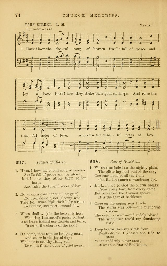 Church Melodies: collection of psalms and hymns, with appropriate music. For the use of congregations. page 74