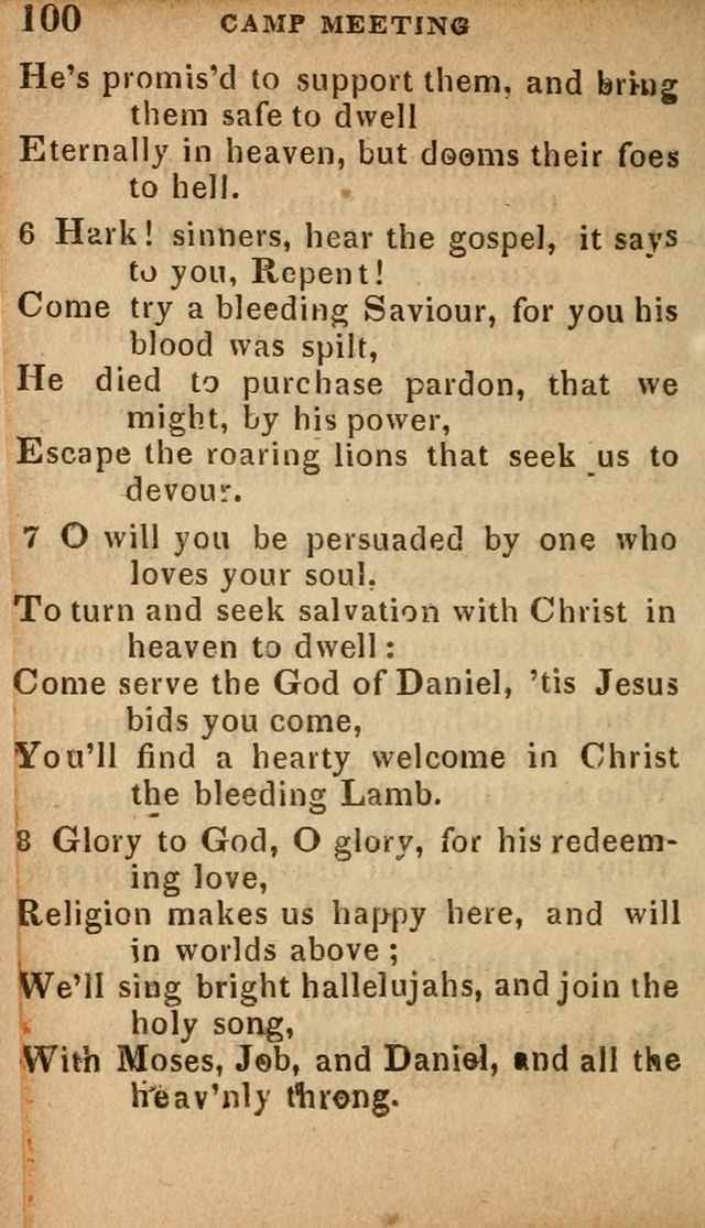 The Camp Meeting Hymn Book: containing the most approved hymns and spiritual songs Used by the Methodist Connexion in the United States page 102