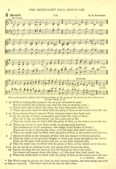 The Church Missionary Hymn Book page 8