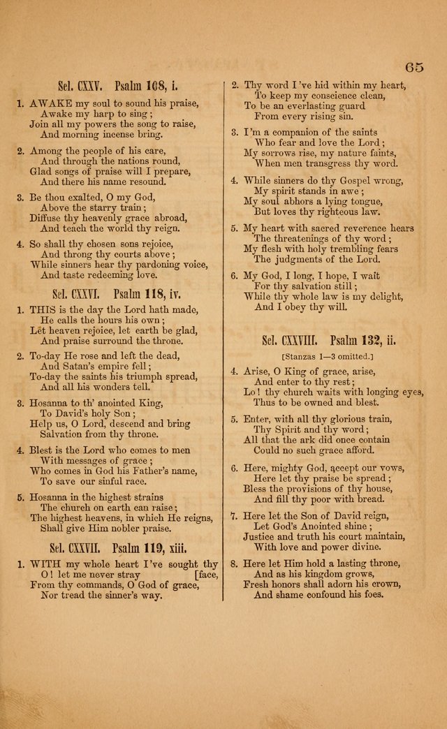 Church music: with selections for the ordinary occasions of public and social worship, from the Psalms and hymns of the Presbyterian Church in the United States of America page 65