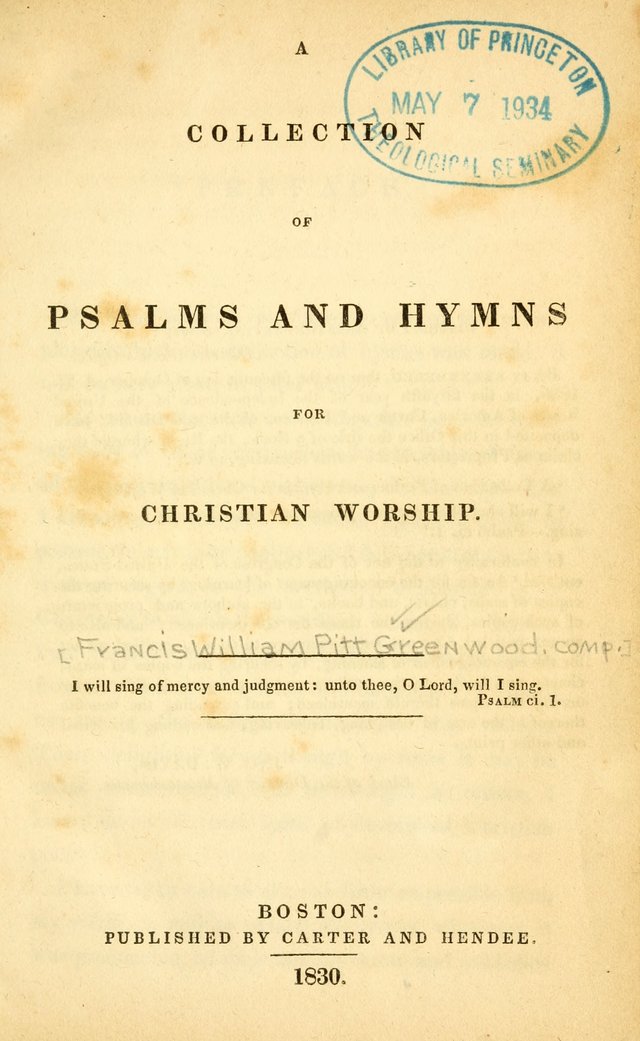 A Collection of Psalms and Hymns for Christian Worship page viii
