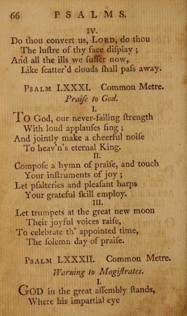 A Collection of Psalms and Hymns for Publick Worship page 66