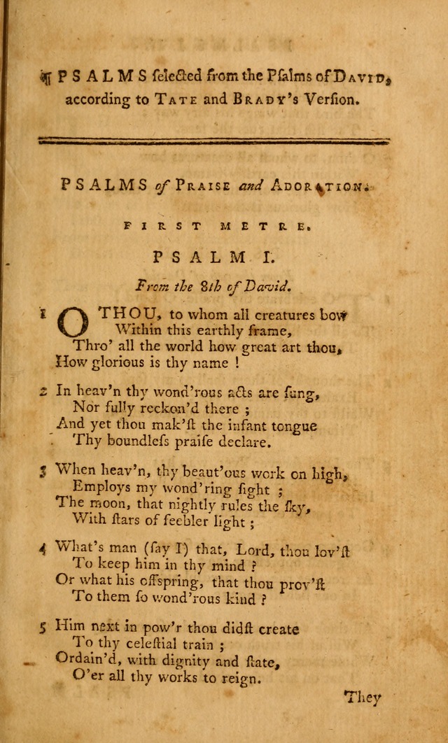 A Collection of Psalms and Hymns for Public Worship page 1