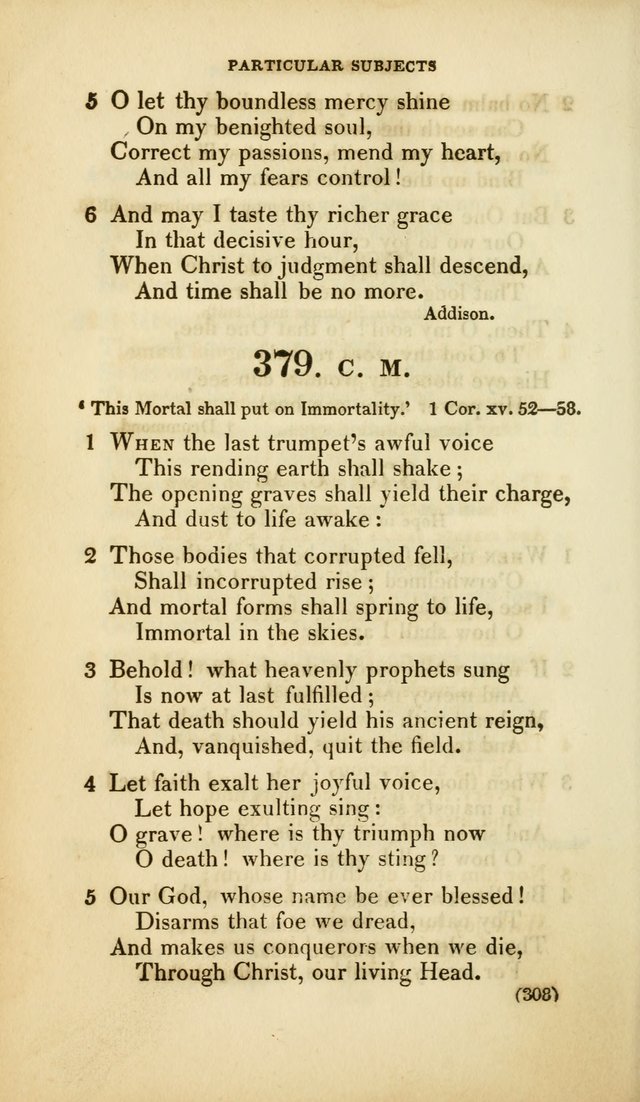 A Collection of Psalms and Hymns, for Social and Private Worship (Rev. ed.  with supplement) page 309