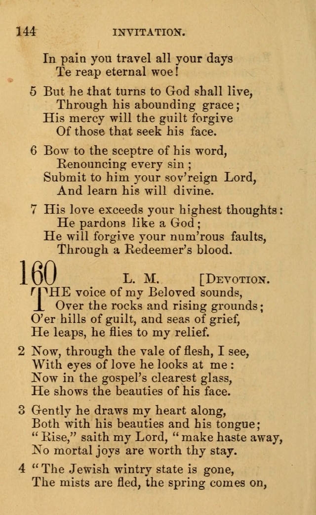 A Collection of Psalms, Hymns, and Spiritual Songs: suited to the various occasions of public worship and private devotion, of the church of Christ (6th ed.) page 144