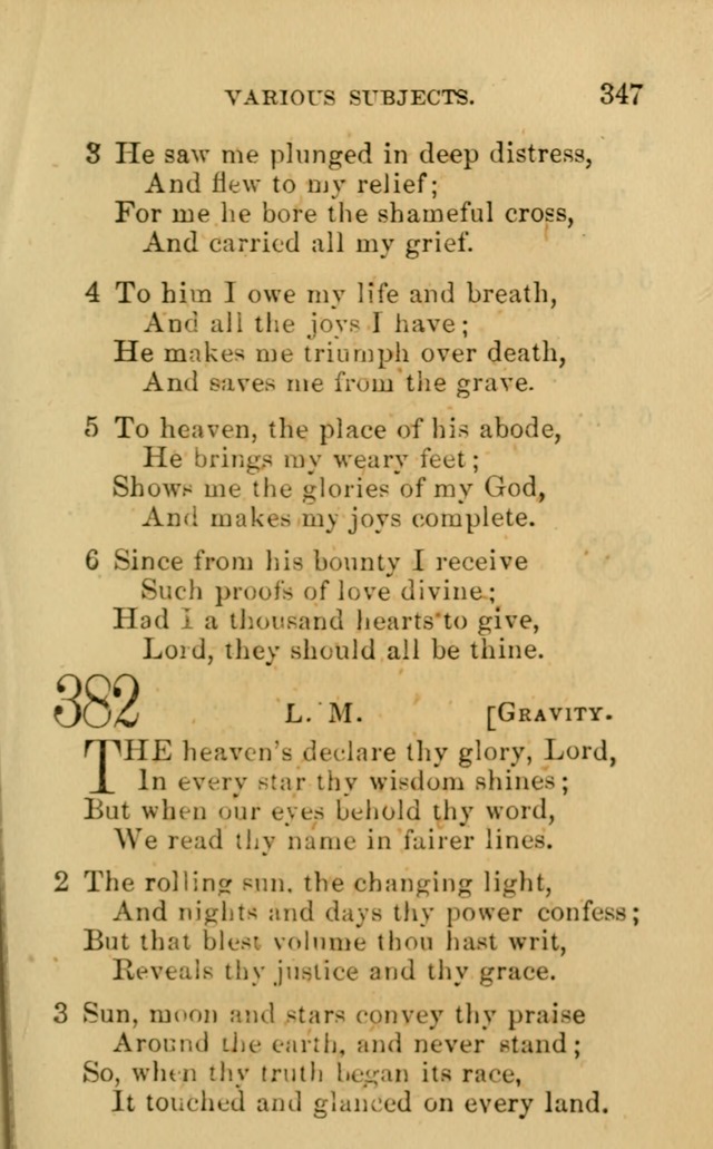 A Collection of Psalms, Hymns, and Spiritual Songs: suited to the various occasions of public worship and private devotion, of the church of Christ (6th ed.) page 347