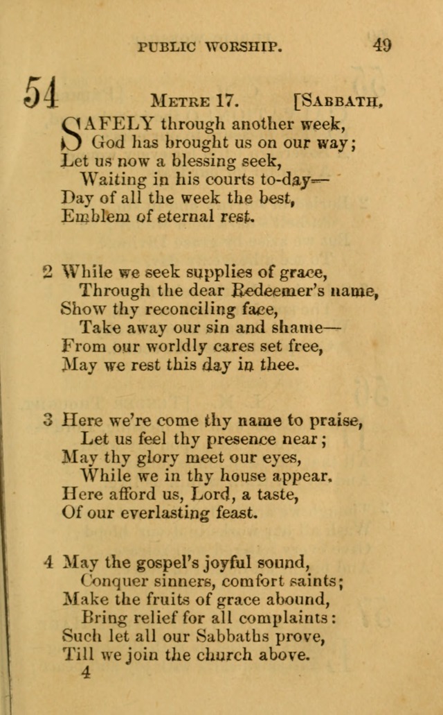 A Collection of Psalms, Hymns, and Spiritual Songs: suited to the various occasions of public worship and private devotion, of the church of Christ (6th ed.) page 49