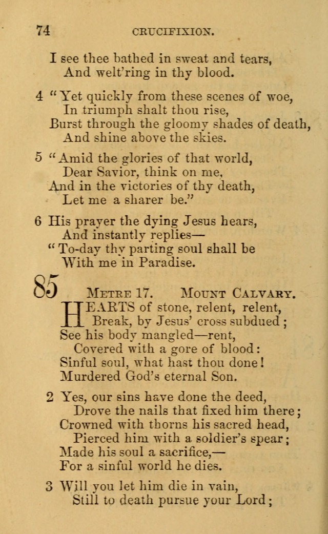 A Collection of Psalms, Hymns, and Spiritual Songs: suited to the various occasions of public worship and private devotion, of the church of Christ (6th ed.) page 74