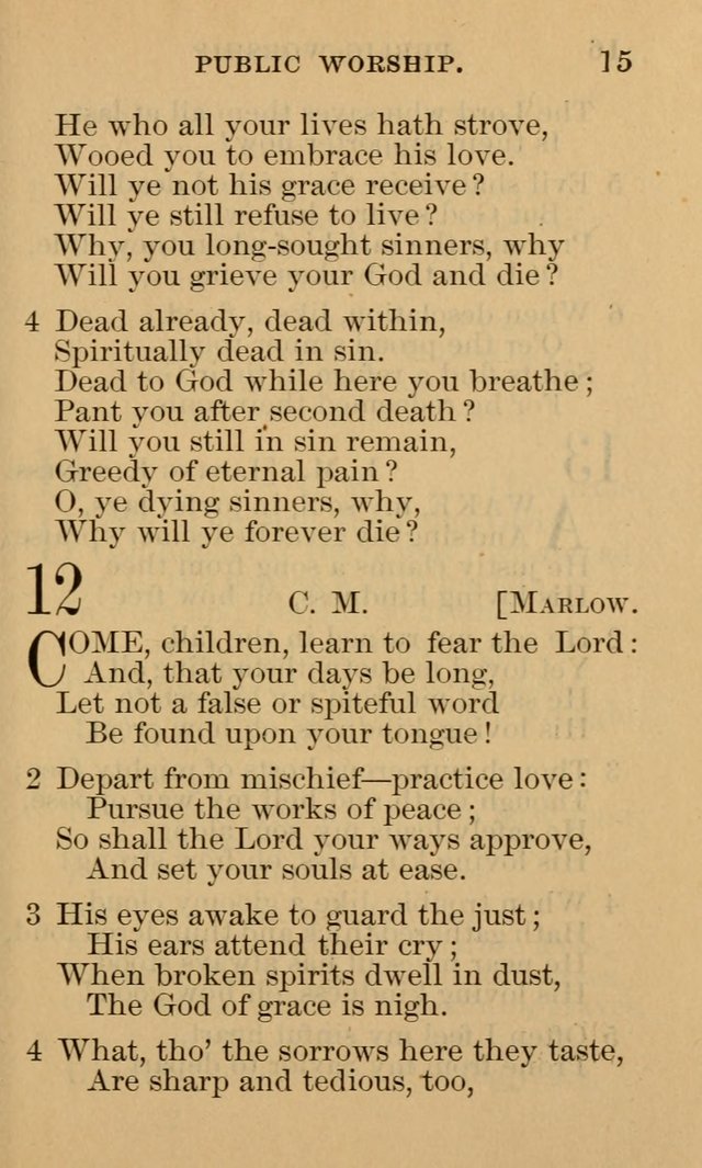 A Collection of Psalms and Hymns: suited to the various occasions of public worship and private devotion page 15