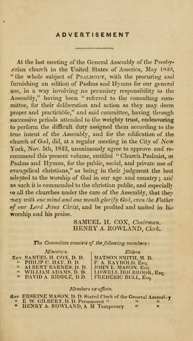 Church Psalmist: or psalms and hymns for the public, social and private use of evangelical Christians (5th ed.) page 5