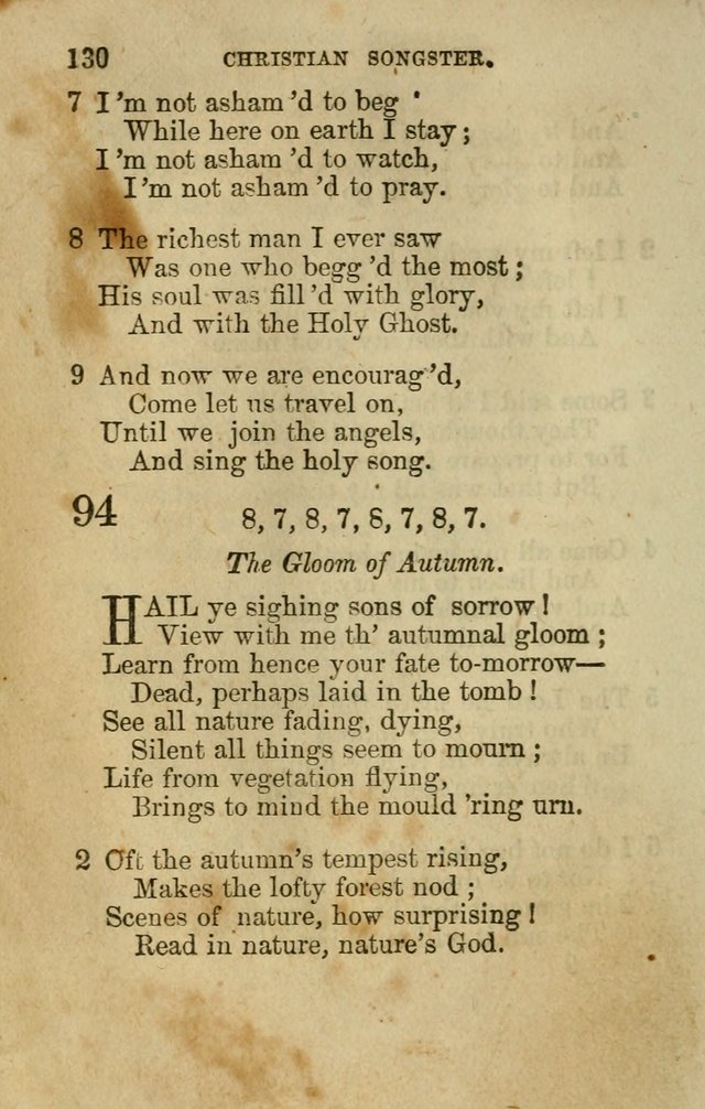 The Christian Songster: a collection of hymns and spiritual songs, usually sung at camp, prayer, and social meetings, and revivals of religion. Designed for all denominations page 139