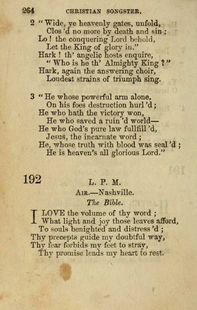 The Christian Songster: a collection of hymns and spiritual songs, usually sung at camp, prayer, and social meetings, and revivals of religion. Designed for all denominations page 273