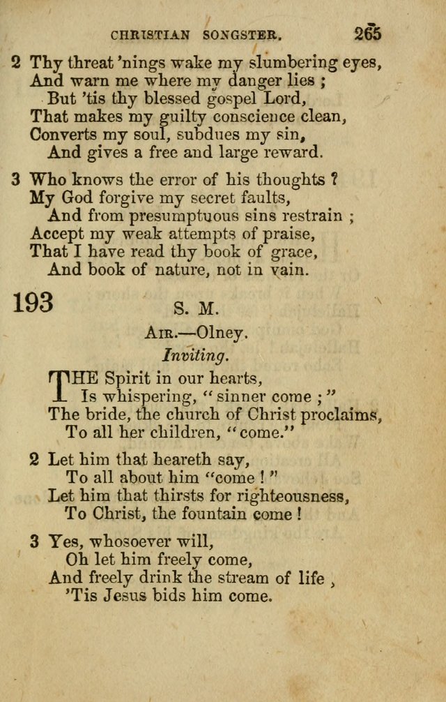 The Christian Songster: a collection of hymns and spiritual songs, usually sung at camp, prayer, and social meetings, and revivals of religion. Designed for all denominations page 274