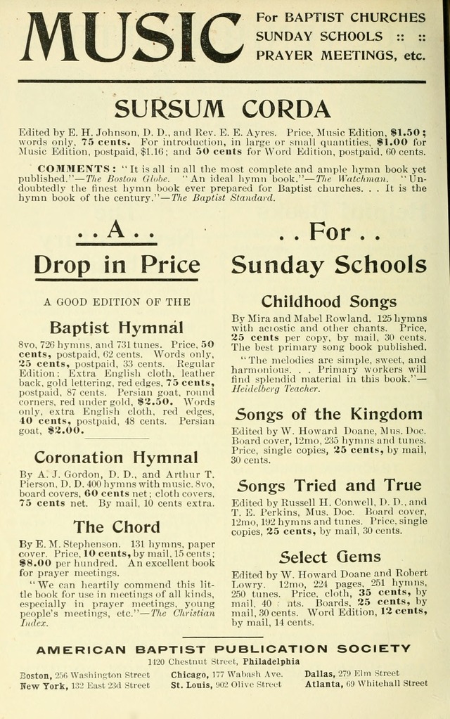 Choice Songs: a collection of Sunday school and gospel songs for use in churches, Sunday schools, young people