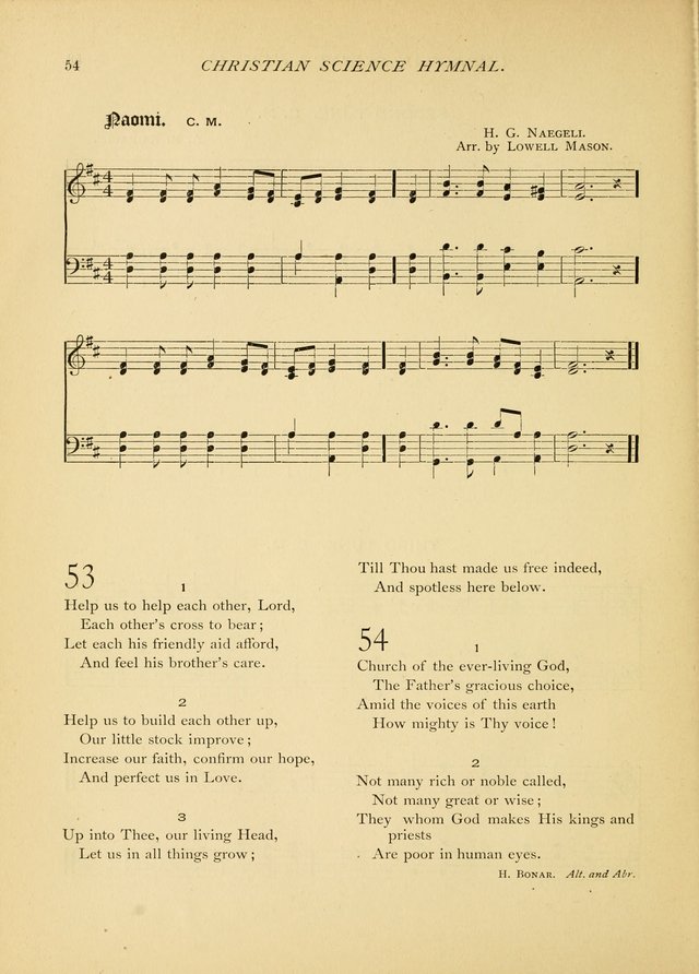 Christian Science Hymnal: a selection of spiritual songs page 54
