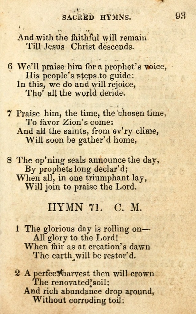 A Collection of Sacred Hymns, for the Church of the Latter Day Saints page 93