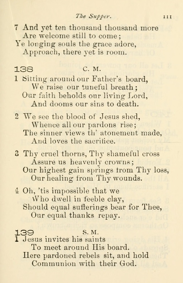 A Choice Selection of Hymns and Spiritual Songs for the use of the Baptist Church and all lovers of song page 114