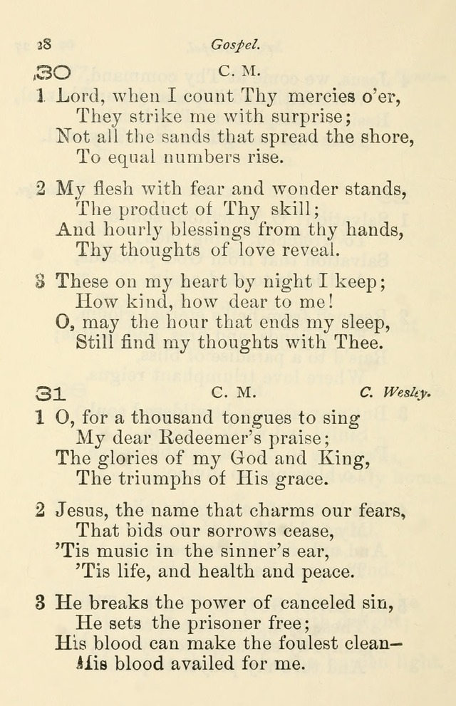 A Choice Selection of Hymns and Spiritual Songs for the use of the Baptist Church and all lovers of song page 31