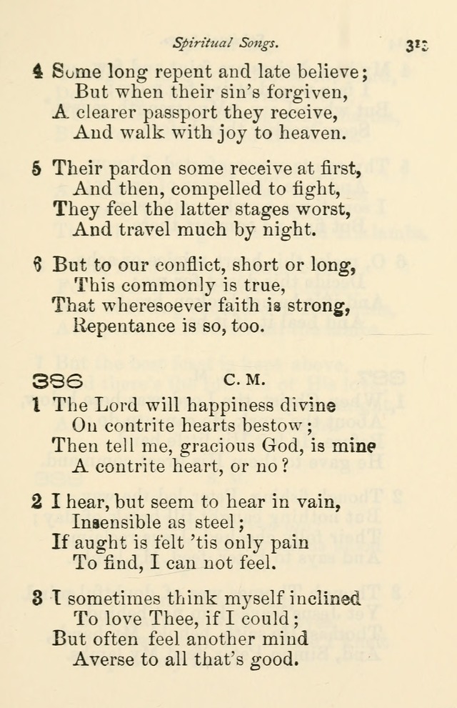 A Choice Selection of Hymns and Spiritual Songs for the use of the Baptist Church and all lovers of song page 316