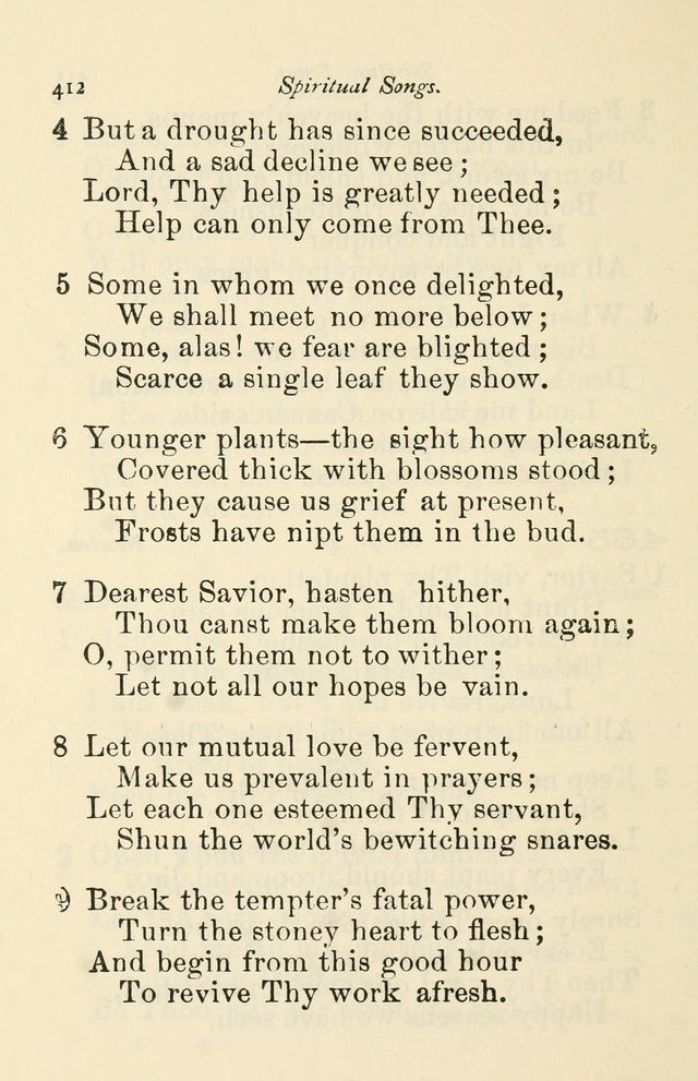 A Choice Selection of Hymns and Spiritual Songs for the use of the Baptist Church and all lovers of song page 415