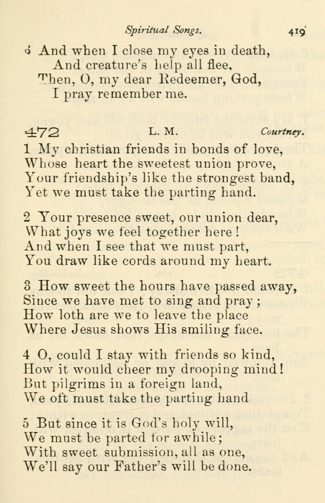 A Choice Selection of Hymns and Spiritual Songs for the use of the Baptist Church and all lovers of song page 422