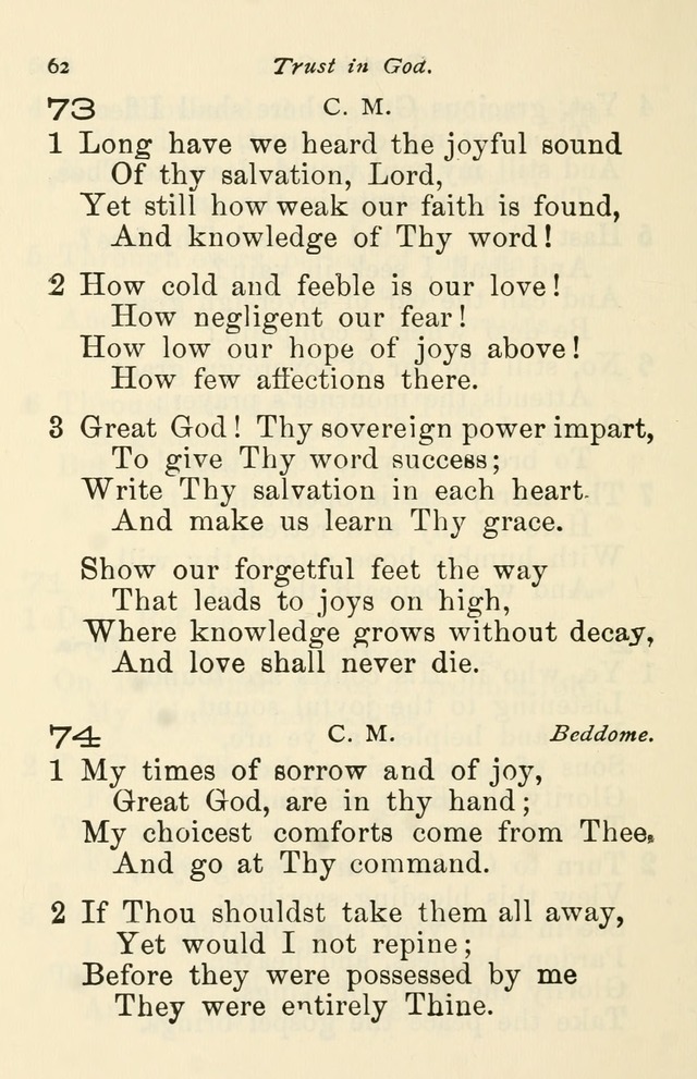 A Choice Selection of Hymns and Spiritual Songs for the use of the Baptist Church and all lovers of song page 65