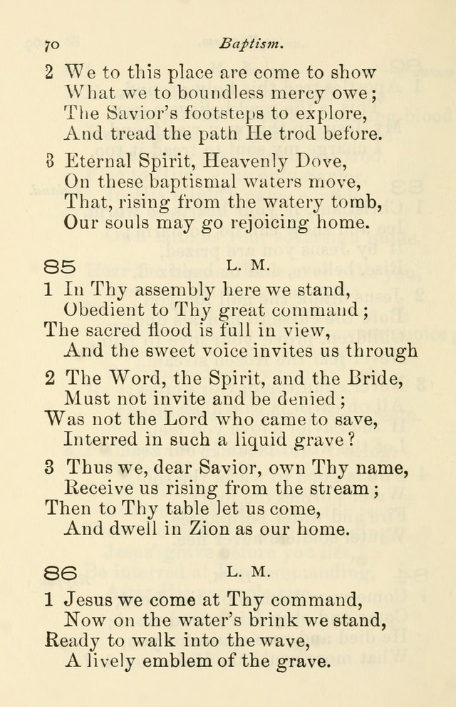 A Choice Selection of Hymns and Spiritual Songs for the use of the Baptist Church and all lovers of song page 73